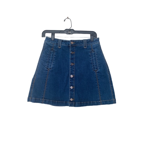 bebe Dresses & Skirts - Bebe front button, Jean skirt with four-way stretch denim
